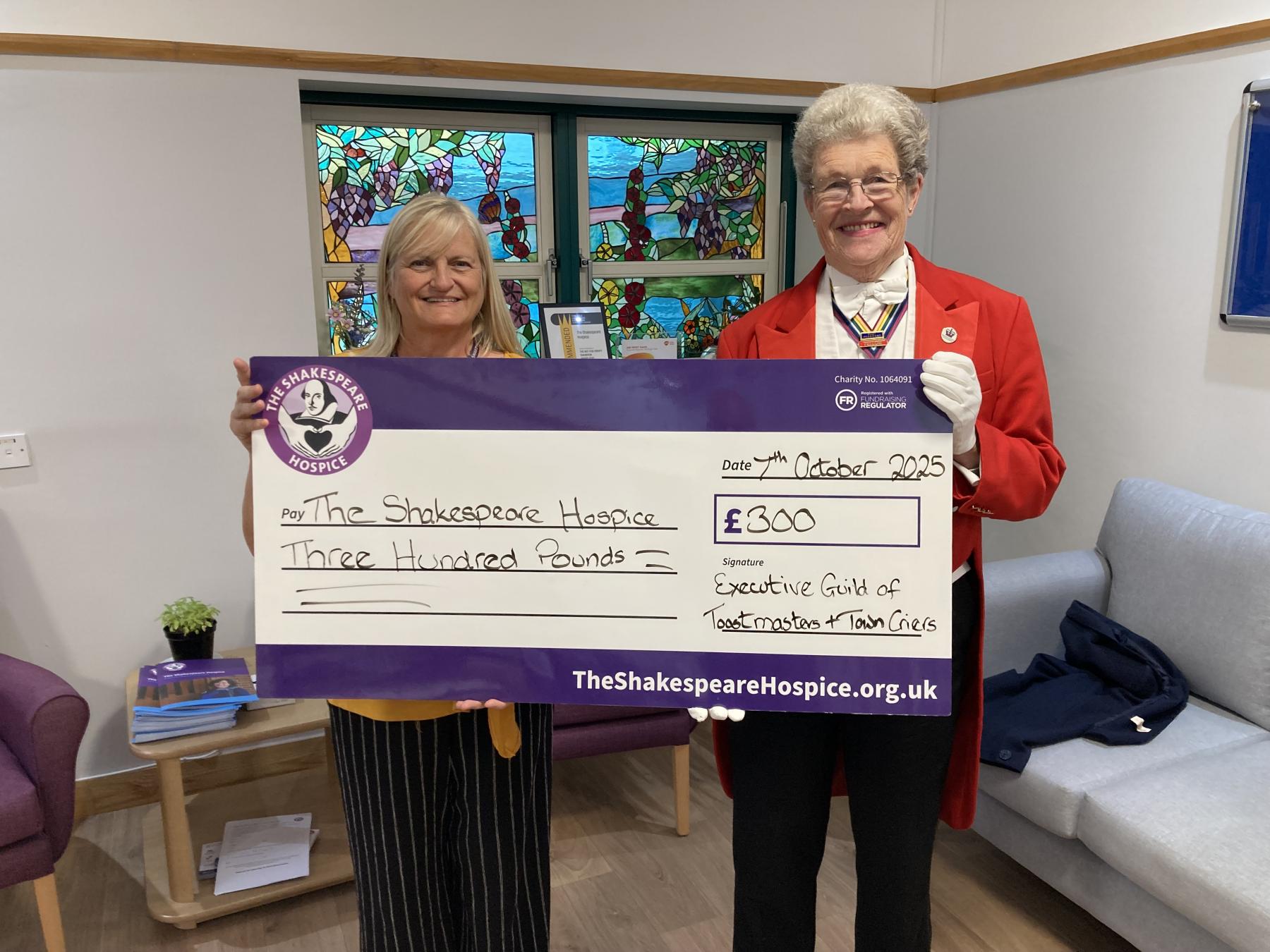 Donation of £300 to The Shakespeare Hospice.